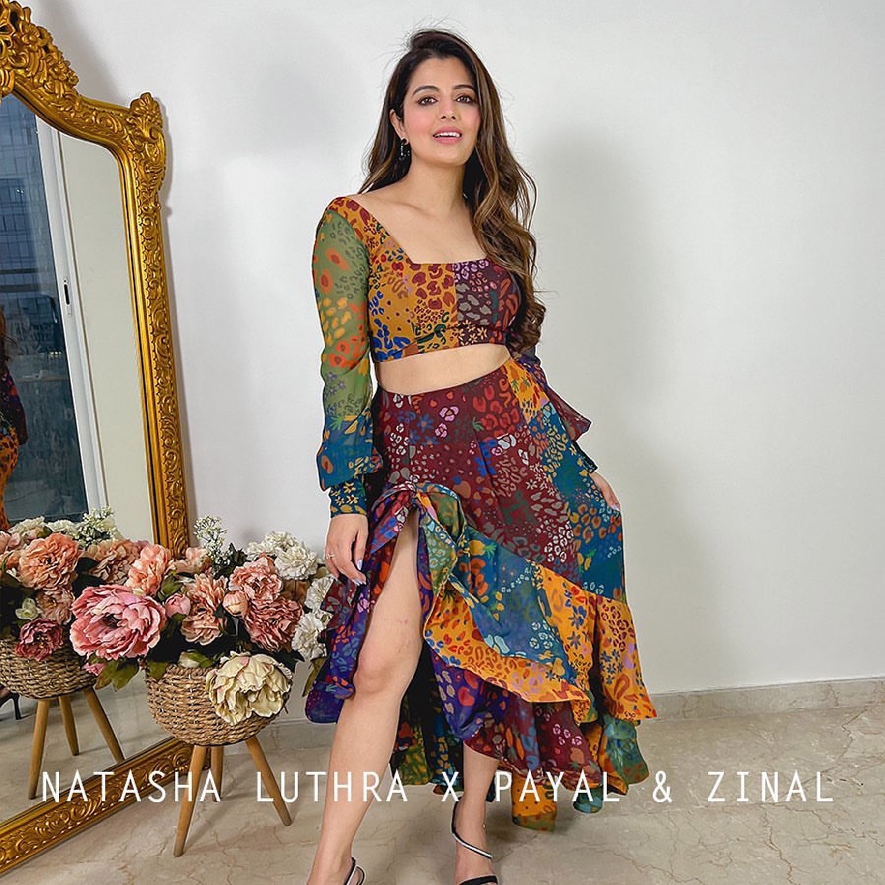 Natasha Luthra In Fruit print ruffle skirt and top