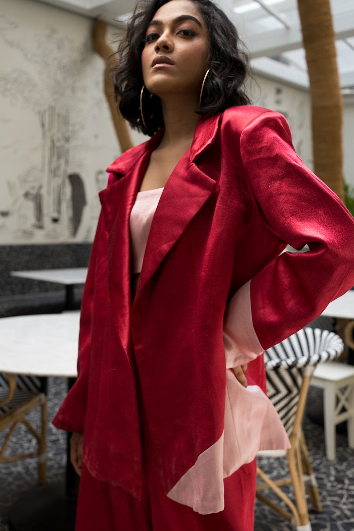 Two tone blazer set