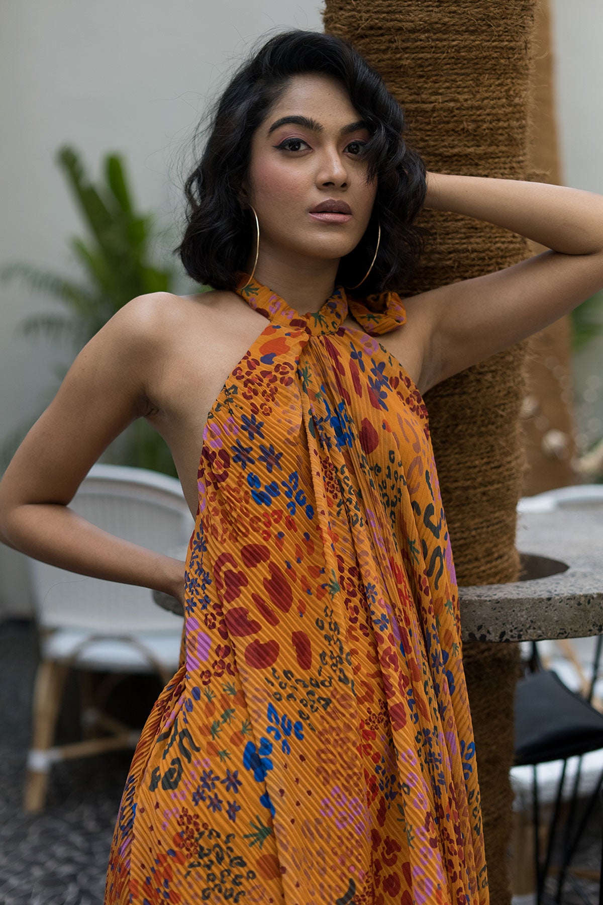 Fruit print trail dress