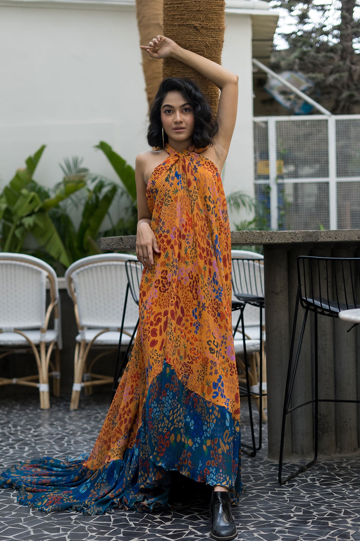 Fruit print trail dress