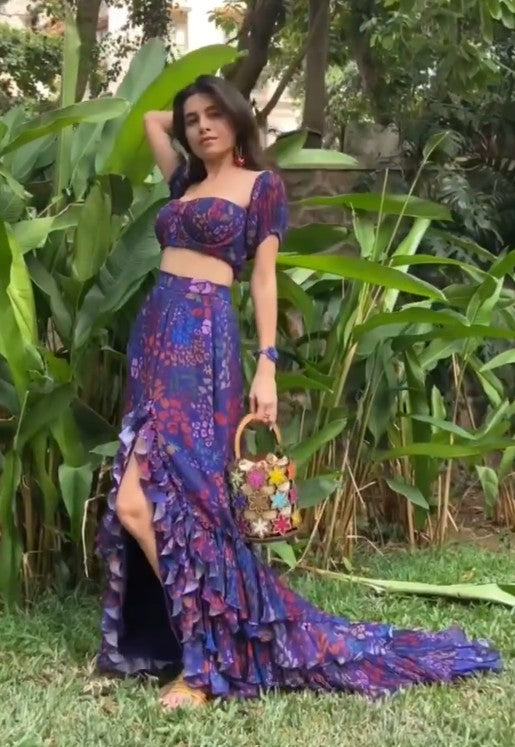 Prerna Mehra  In Fruit print off shoulder top and skirt